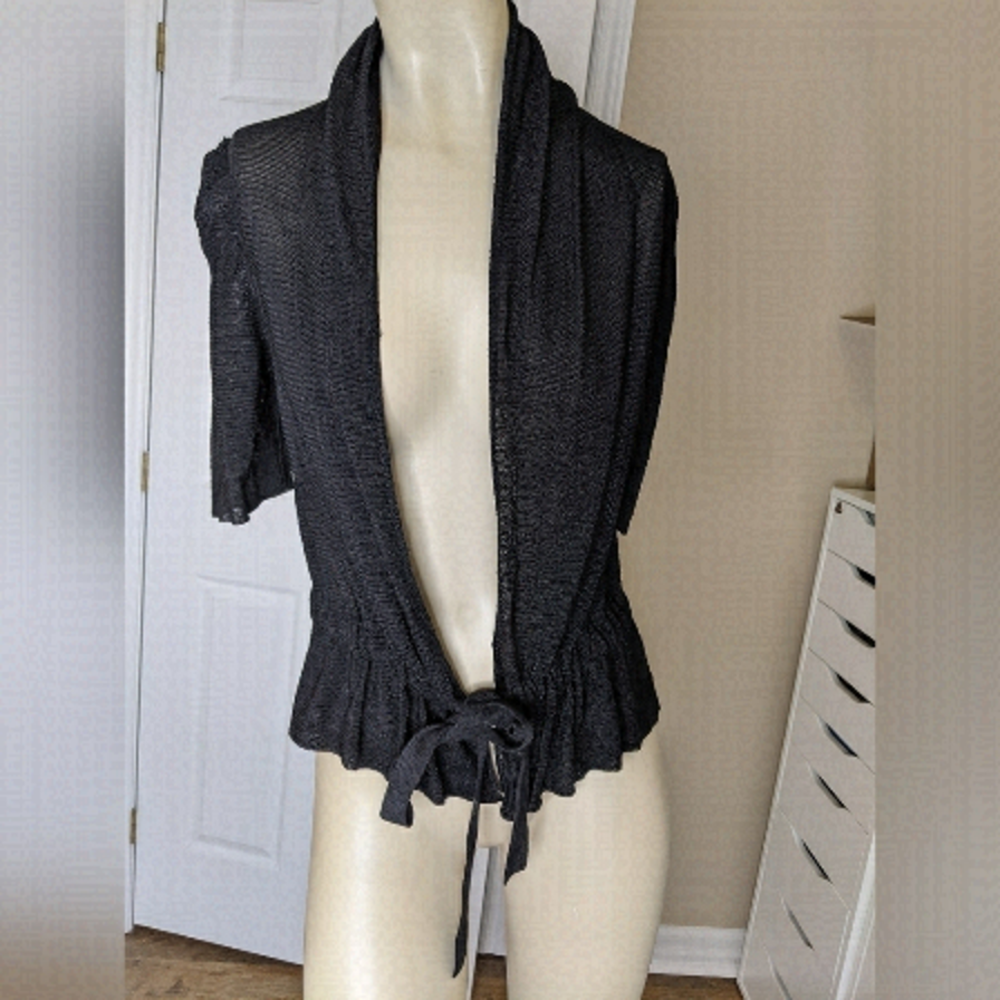 ARMANI collezioni black tie up open cardigan wrap